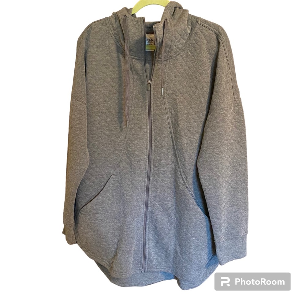 Athletic Works Performance Quilted Hoodie Women's 2X (size 20) Gray Full Zip